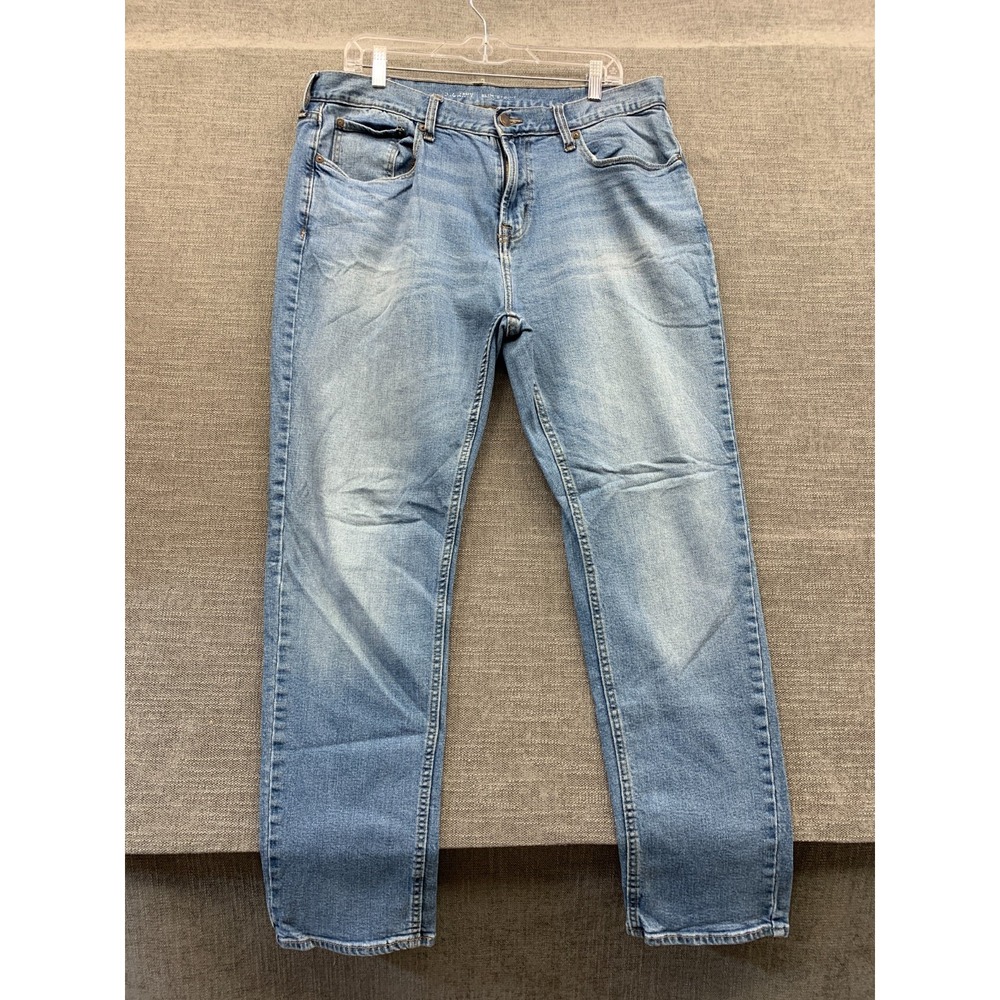Old Navy Slim Fit Straight Jeans Men 36x30 Blue Light Wash Denim Cotton Mid Rise